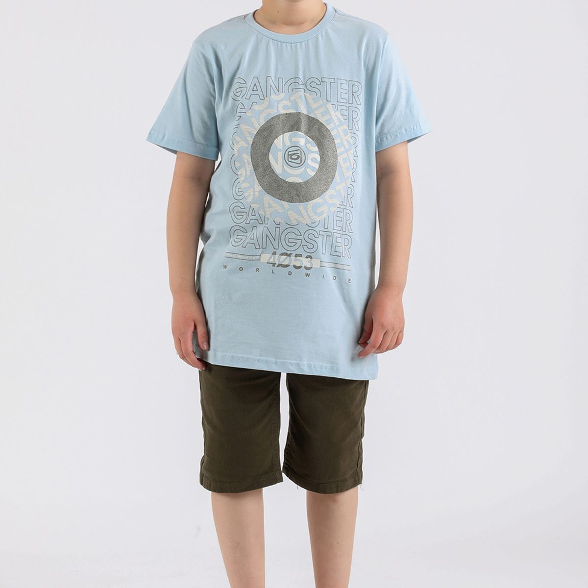 GANGSTER - Niño Polera Mc Básica Disc Celeste Gangster