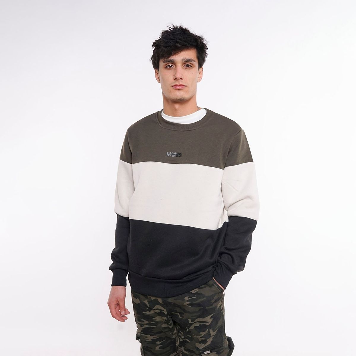 GANGSTER - Polerón Crew Fleece Core Verde Gangster