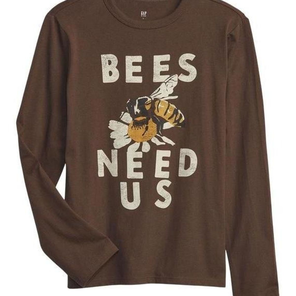 GAP - Polera Niño Gap Manga Larga Gráfica Café