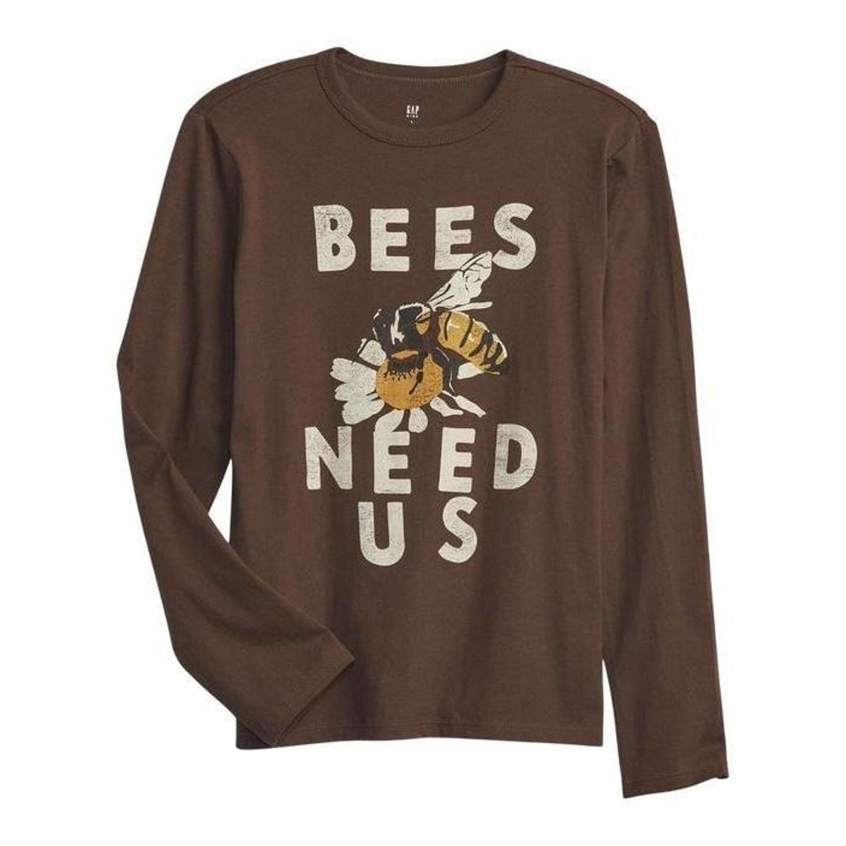 GAP - Polera Niño Gap Manga Larga Gráfica Café