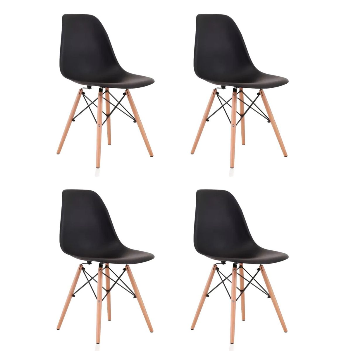 LUMAX - Set 4 Silla Eames Dsw Clasica Negra