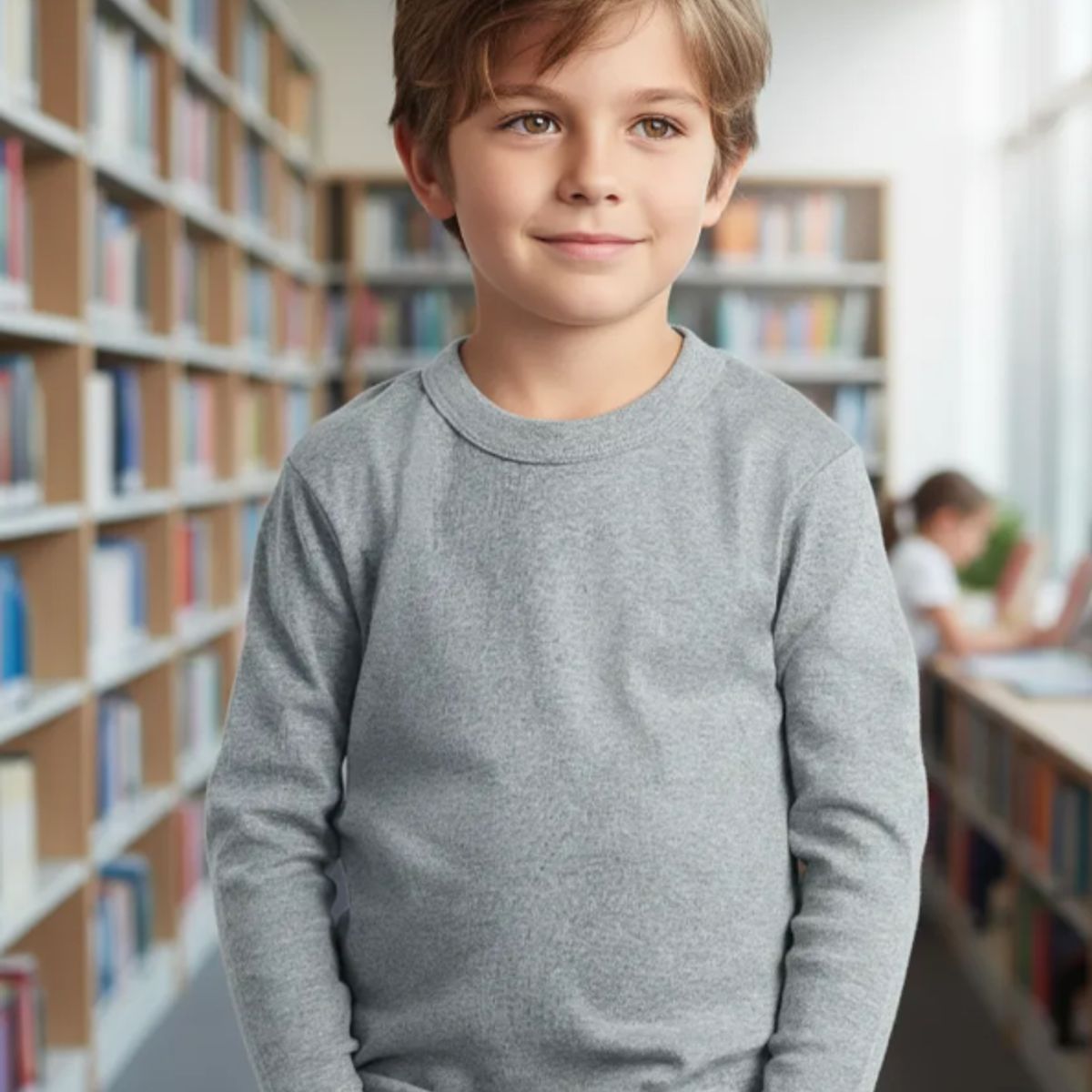 AGW - Pack 3 Camisetas Gris Niño 100% Algodón Manga Larga