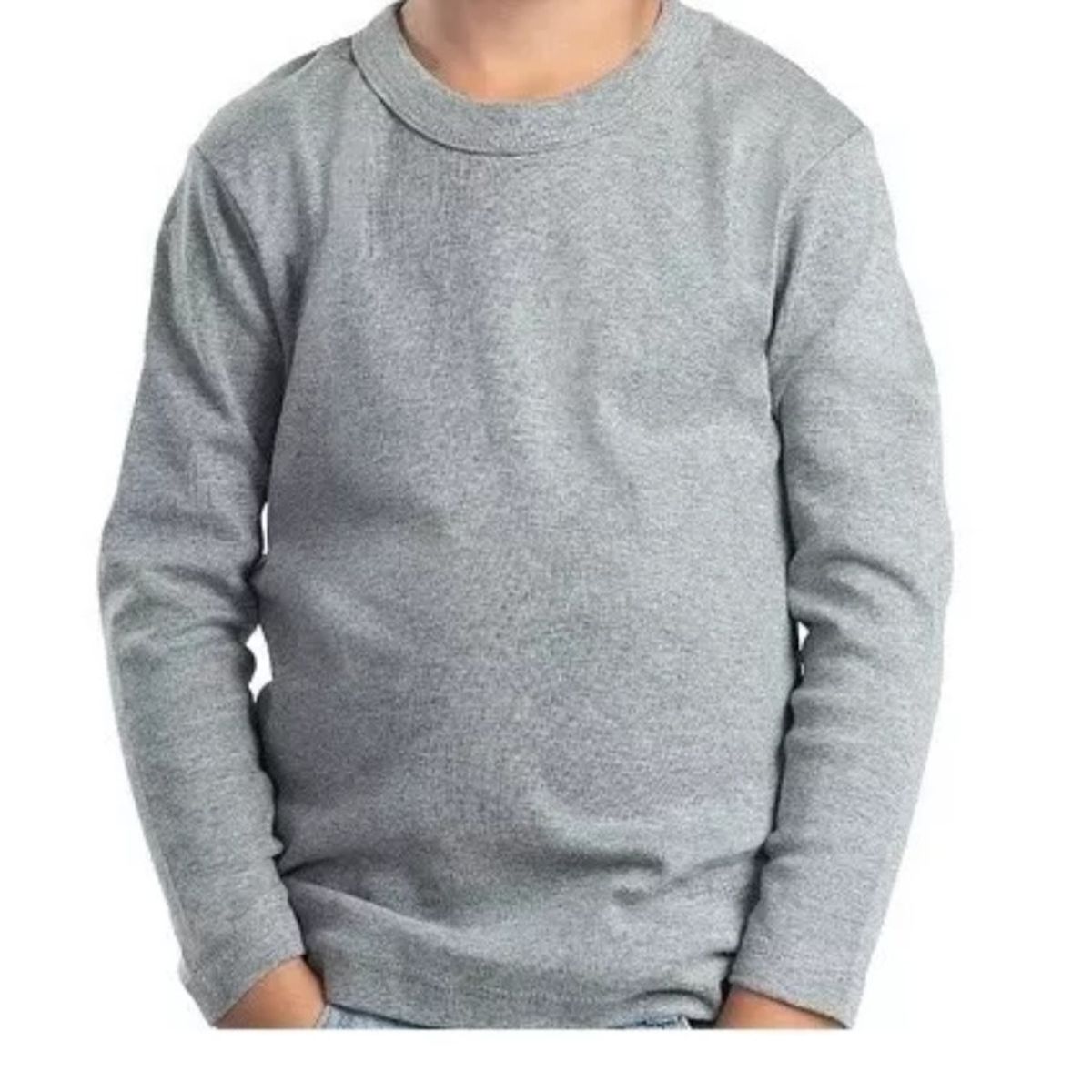AGW - Pack 6 Camisetas Gris Niño 100% Algodón Manga Larga