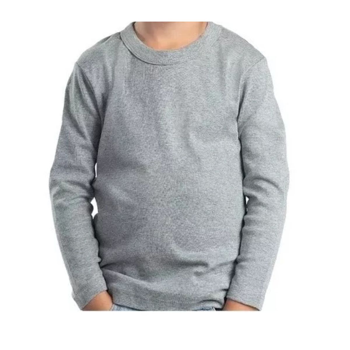 AGW - Pack 6 Camisetas Gris Niño 100% Algodón Manga Larga