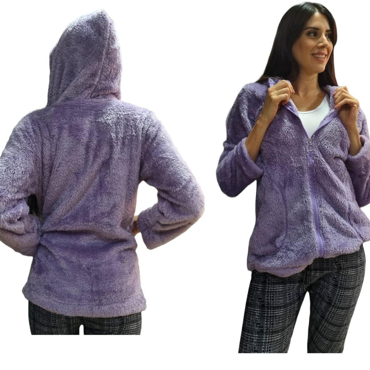 AGW - Pack 3 Polerones Mujer Capucha Corderito Largo