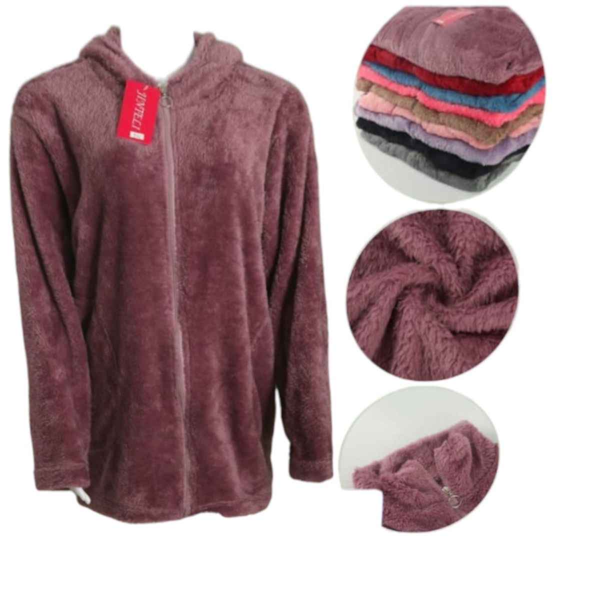 AGW - Pack 3 Polerones Mujer Capucha Corderito Largo