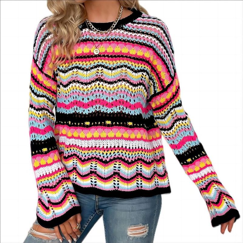 BONVERANO - Sweater Mujer Manga Larga Rayas.