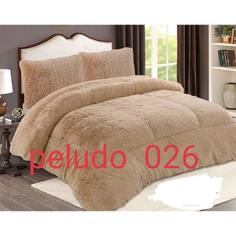 GENERICO - Cubrecama de Invierno Peludo con Chiporro 2 Plaza Beige 026