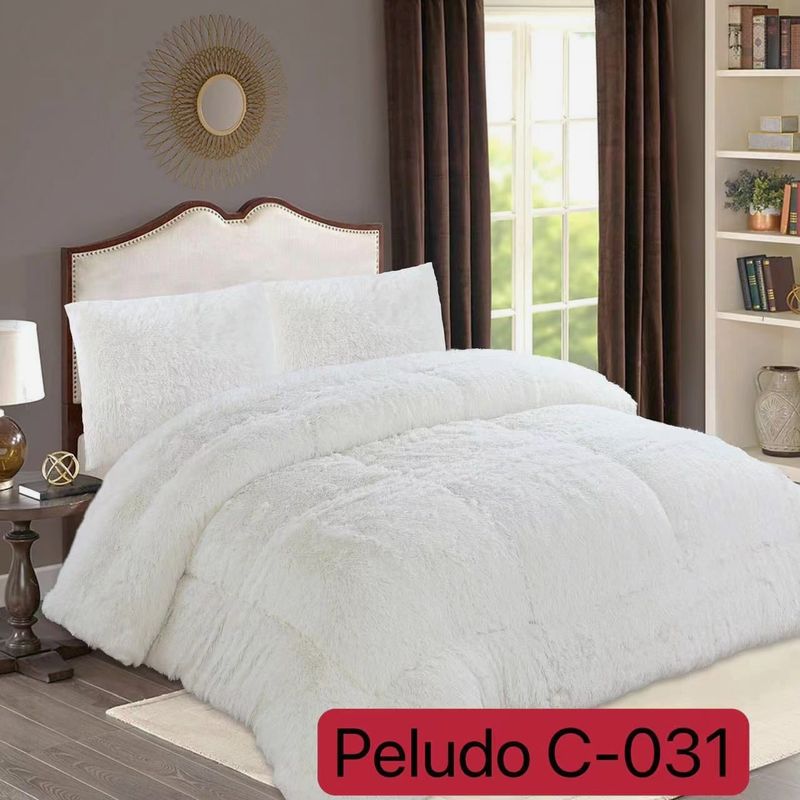 GENERICO - Cubrecama de Invierno Peludo con Chiporro 2 Plaza Blanco 031