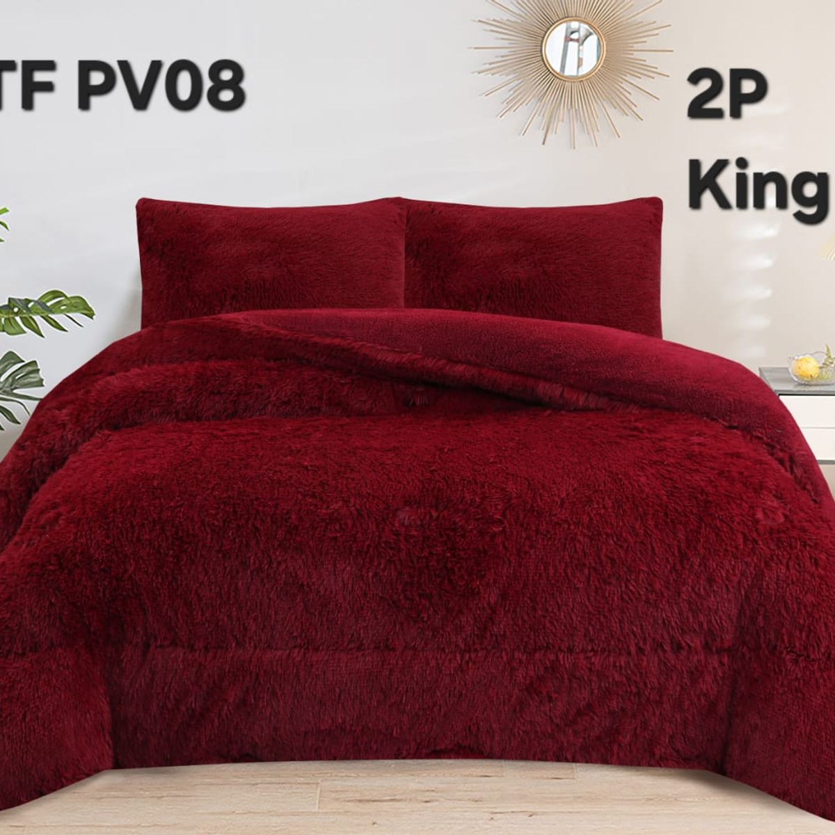 GENERICO - Cubrecama de Invierno Peludo con Chiporro 2 Plaza Burdeos 017