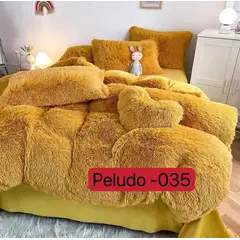 GENERICO - Cubrecama de Invierno Peludo con Chiporro 2 Plaza Mostaza 035