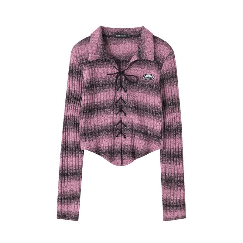 BONVERANO - Sweater para Mujer de Manga Larga  a rayas Morado..
