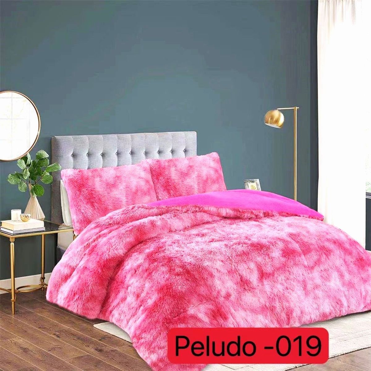 GENERICO - Cubrecama de Invierno Peludo con Chiporro 2 Plaza Fucsia Jaspeado 019