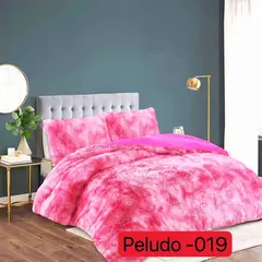GENERICO - Cubrecama de Invierno Peludo con Chiporro 2 Plaza Fucsia Jaspeado 019