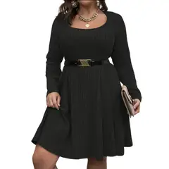 GENERICO - VESTIDO CORTO DE INVIERNO OTOÑO MANGA LARGA NO INCLUYE CINTURON MODELO I011