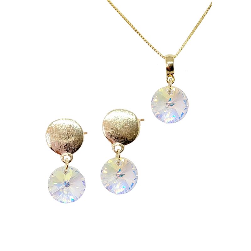 JOYAS MONTERO - Conjunto Amelia Gold Cristales Genuinos Aurora Boreal