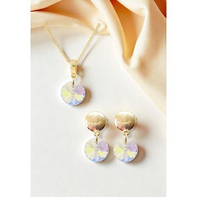 Imagen 2 del producto Conjunto Amelia Gold 24K creado con cristales de Swarovski® Aurora Boreal