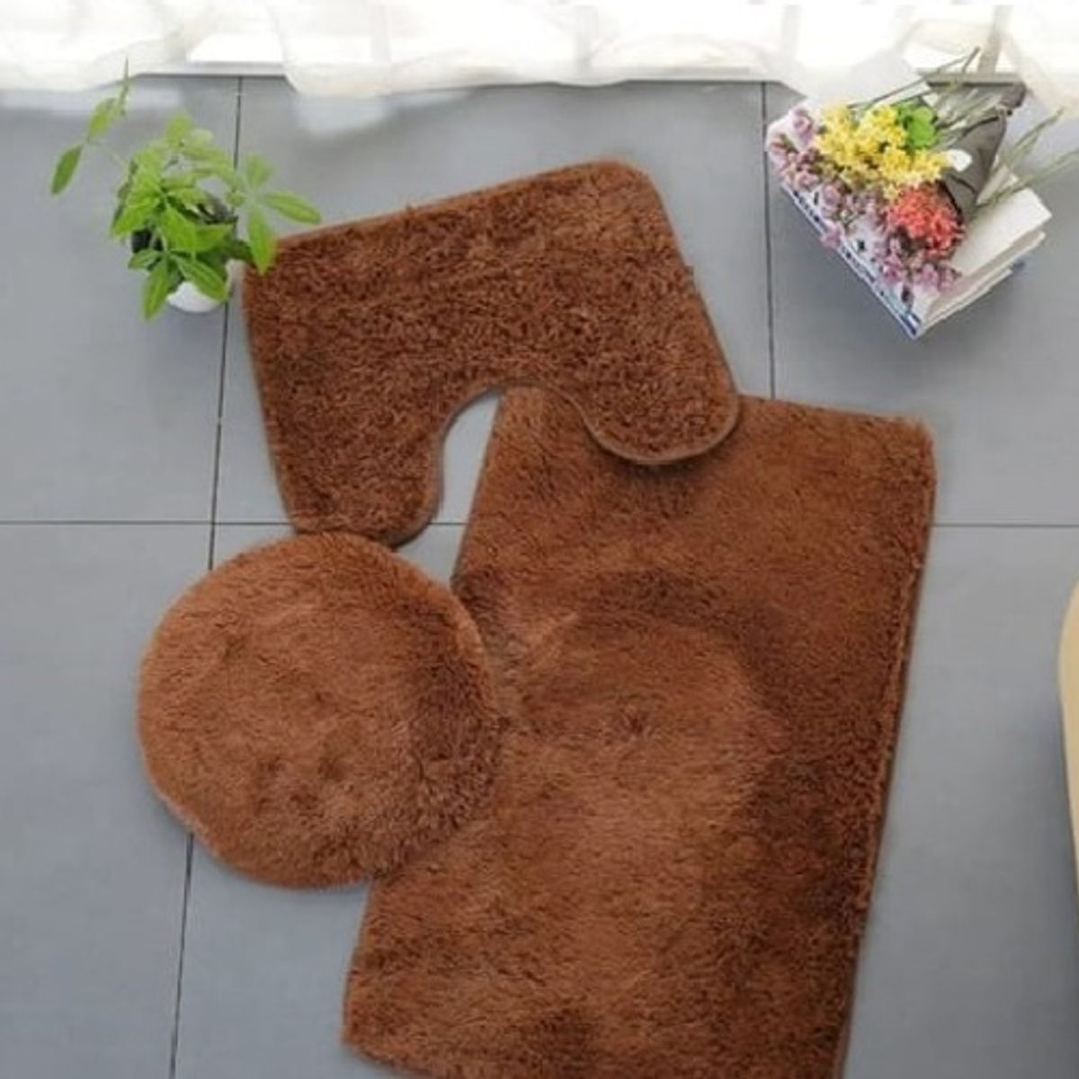 GENERICO - Set de Baño 3 Piezas Juego Completo Marron