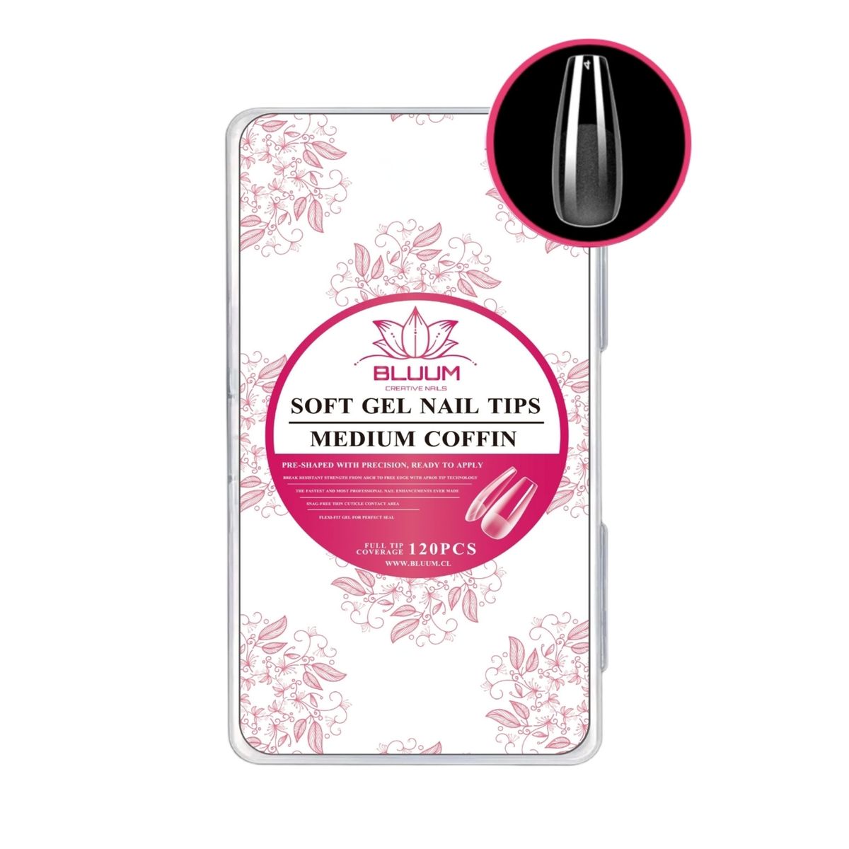 BLUUM - Tips Soft Gel Profesional 120 Unidades Medium Coffin…