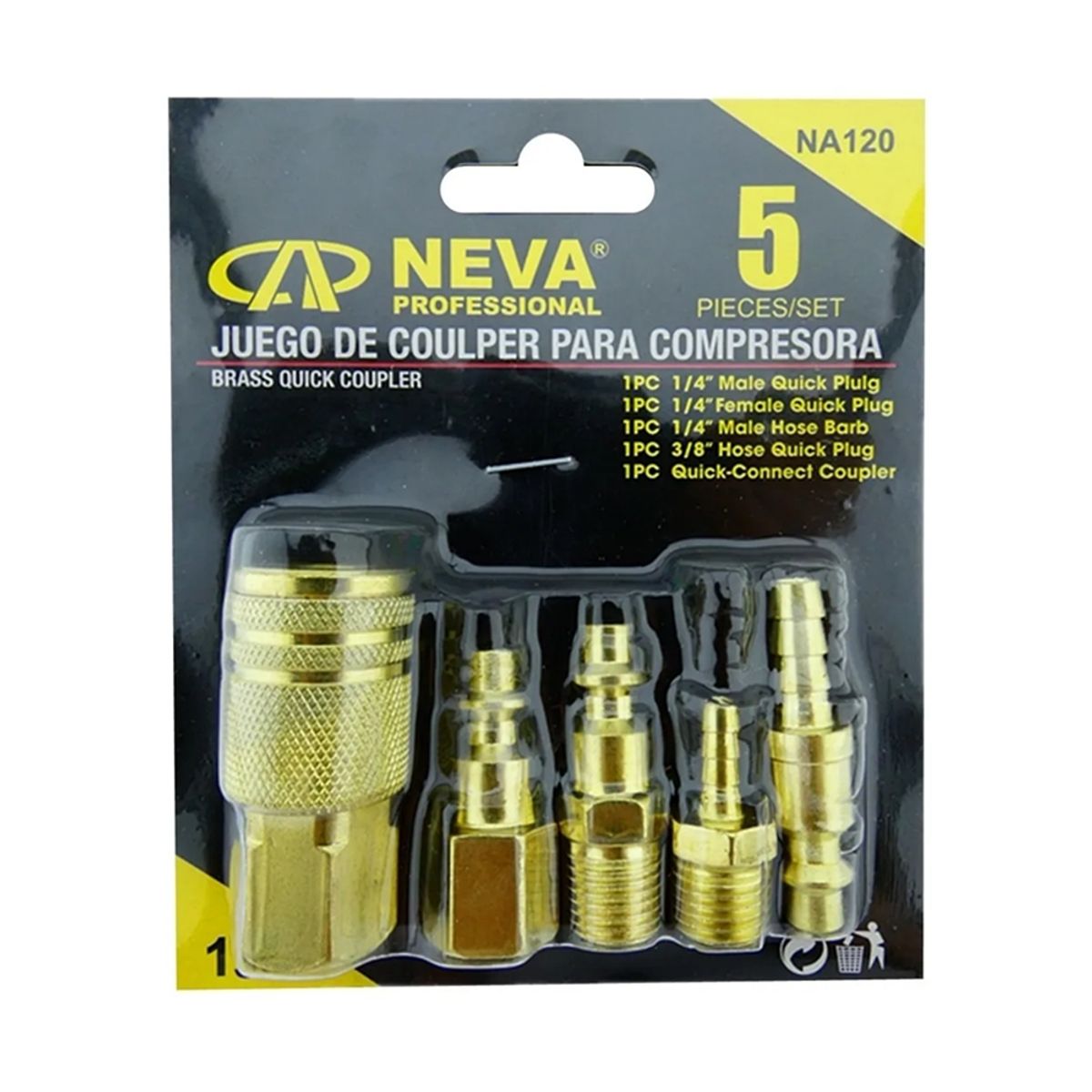 GENERICO - Kit Jgo Accesorio Acoples Rapido P Compresor 5pcs Na120