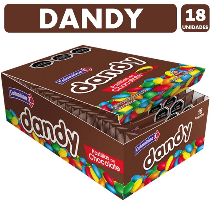 COLOMBINA - Chocolate Confitado De Colores - Dandy caja Con 18unidades