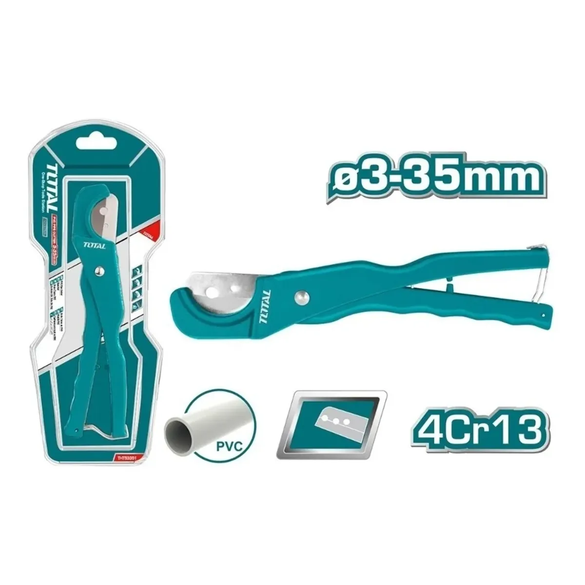 TOTAL TOOLS - Tijera Cortador Tubos Pvc Plastico Pp Pu Pe 3-35mm