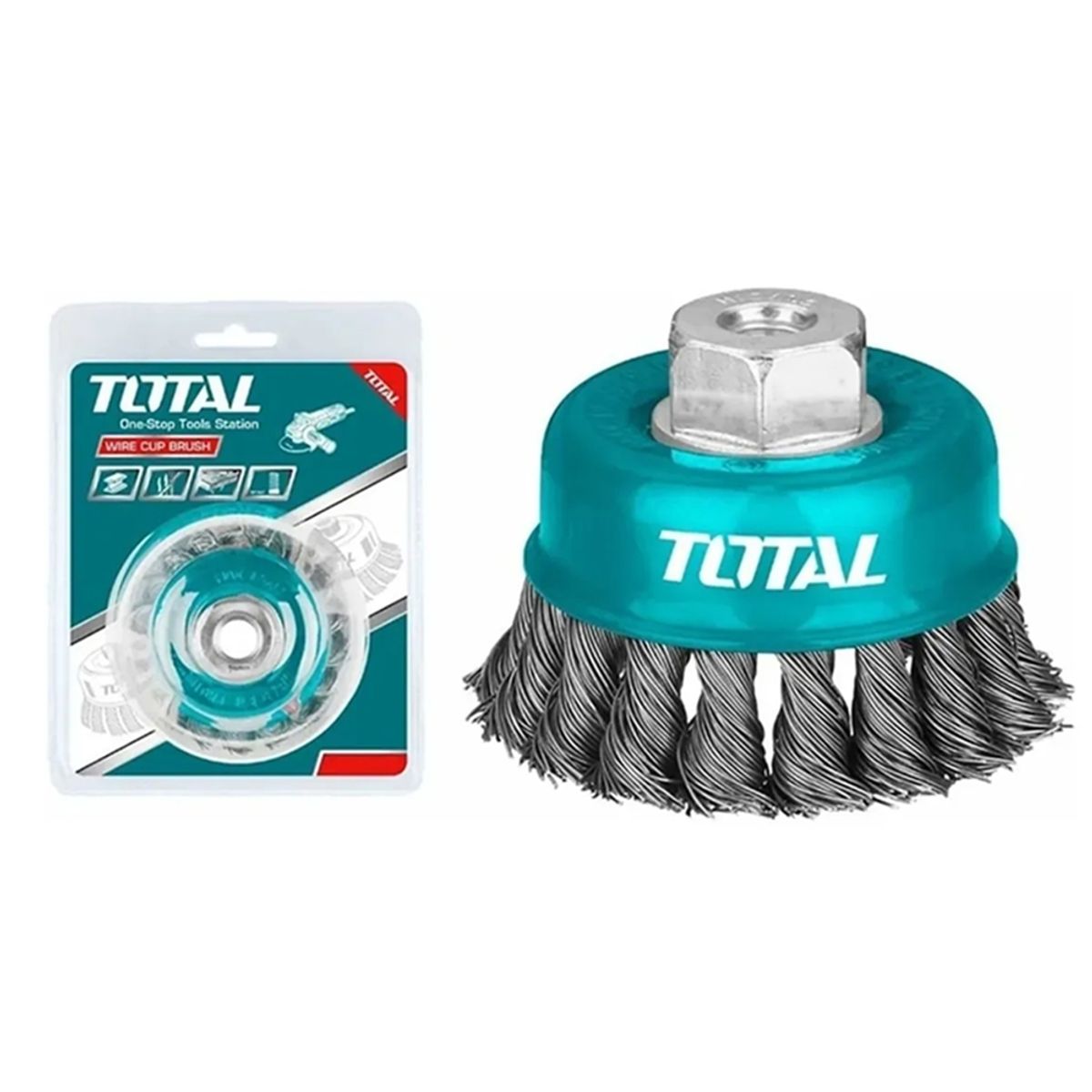 TOTAL TOOLS - Escobilla De Copa Trenzada Torcida 100mm Esmeril