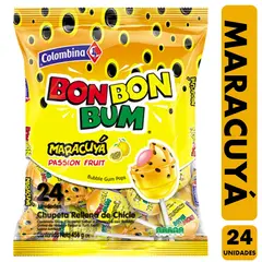 COLOMBINA - Bom Bom Bun Macacuya - Coyac Chupete (Bolsa Con 24 Un)