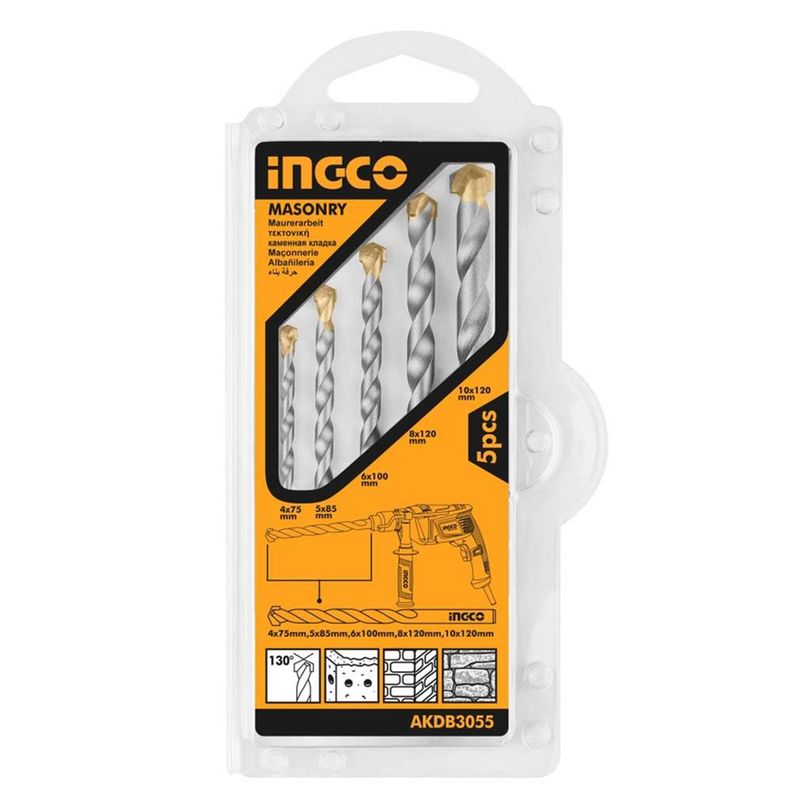 INGCO - Kit Set Juego Brocas Para Concreto 5 Piezas Ingco Akdb3055