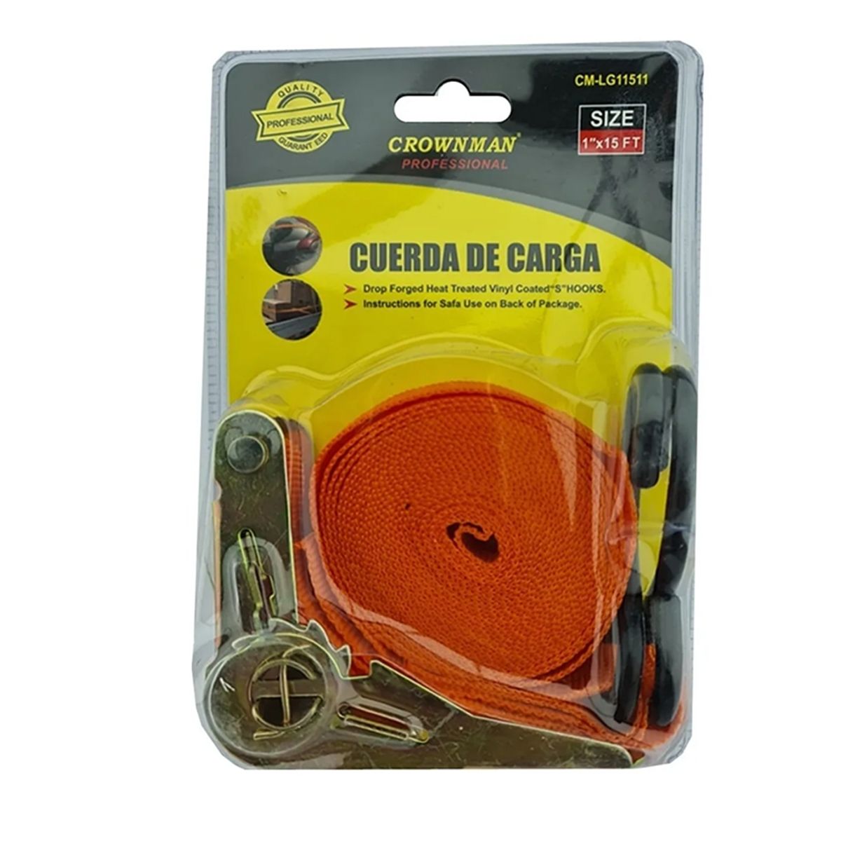 GENERICO - Eslinga Cinta Amarre Con Ratchet 1 Pulgada X 15 Ft Crownman