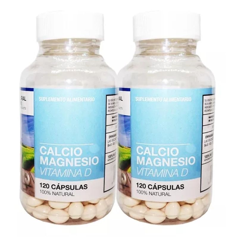 NATURAL FARM - Calcio + Magnesio + Vitamina D Nf 2 Frascos 240 Capsulas 2x120