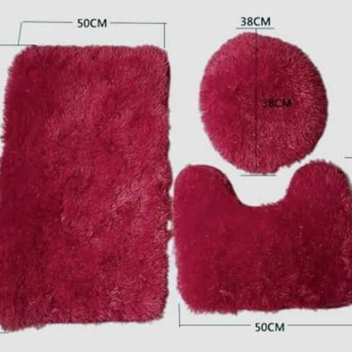 GENERICO - Set de Baño 3 Piezas Juego Completo Burdeo