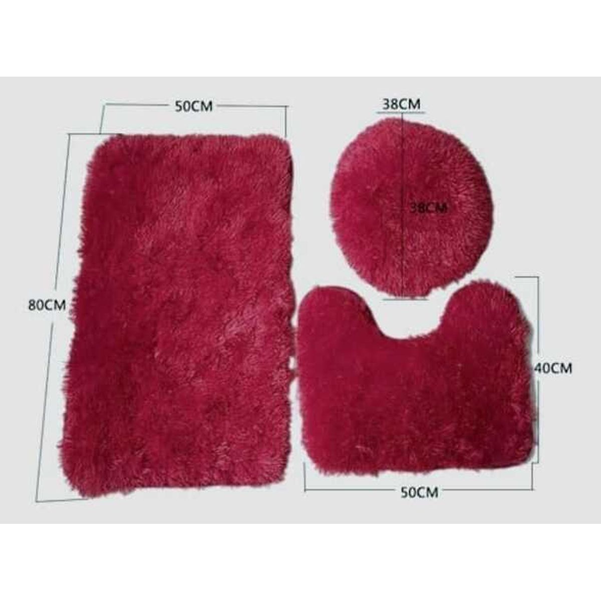 GENERICO - Set de Baño 3 Piezas Juego Completo Burdeo