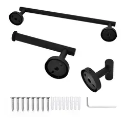 KUANGYE - Set De 5 Accesorios De Baño Acero Inoxidable Negro