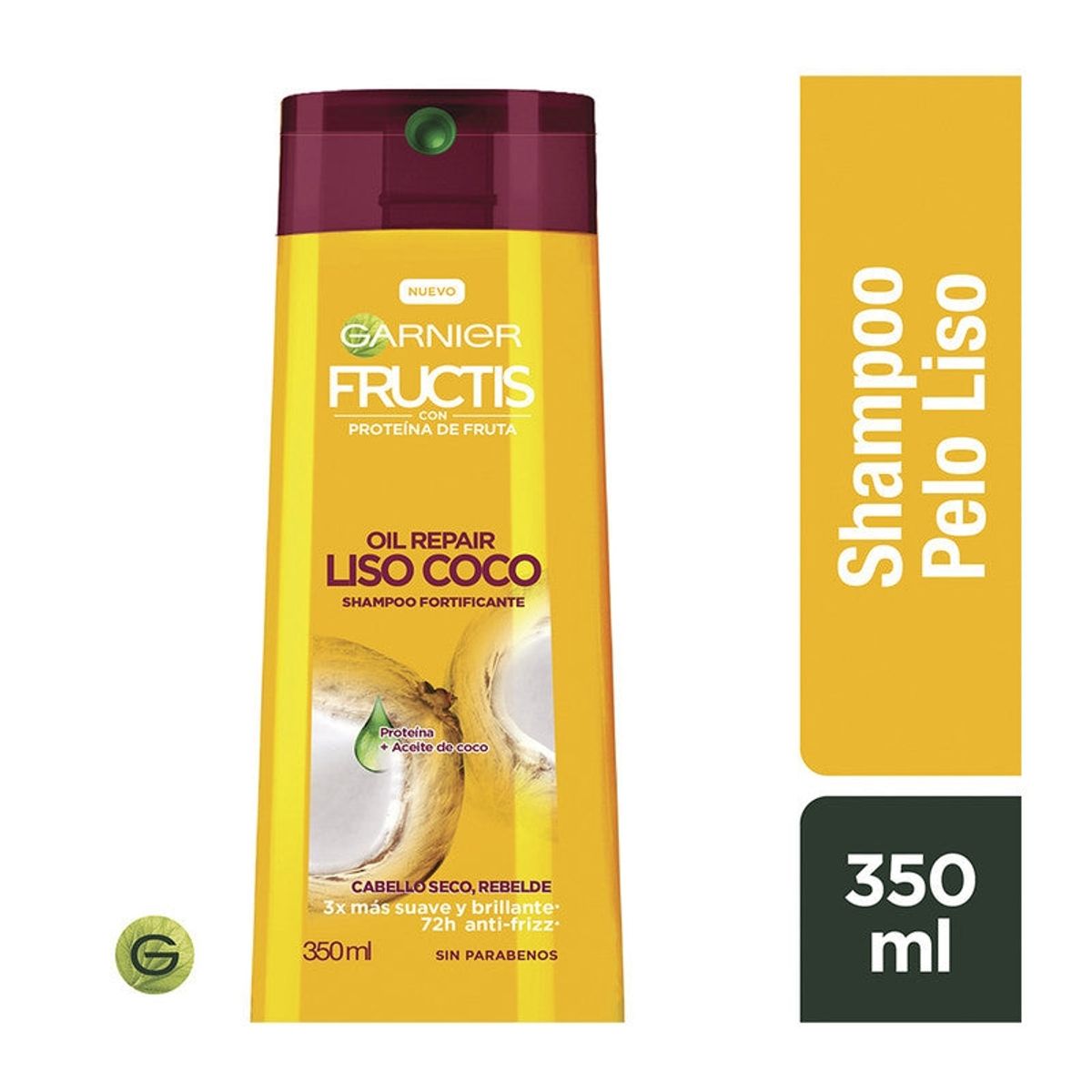 GARNIER - Shampoo Fructis Oil Repair Liso Coco Cabello Seco Rebelde 350 Ml