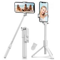 Palo Selfie Trípode Baston Extensible Bluetooth Blanco