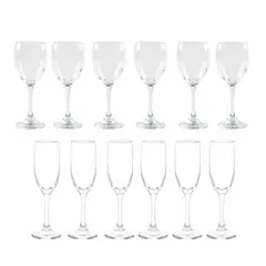 CRISTAR - Set 6 Copas Vino 300cc 6 Champagne 176cc Versalles Cristal