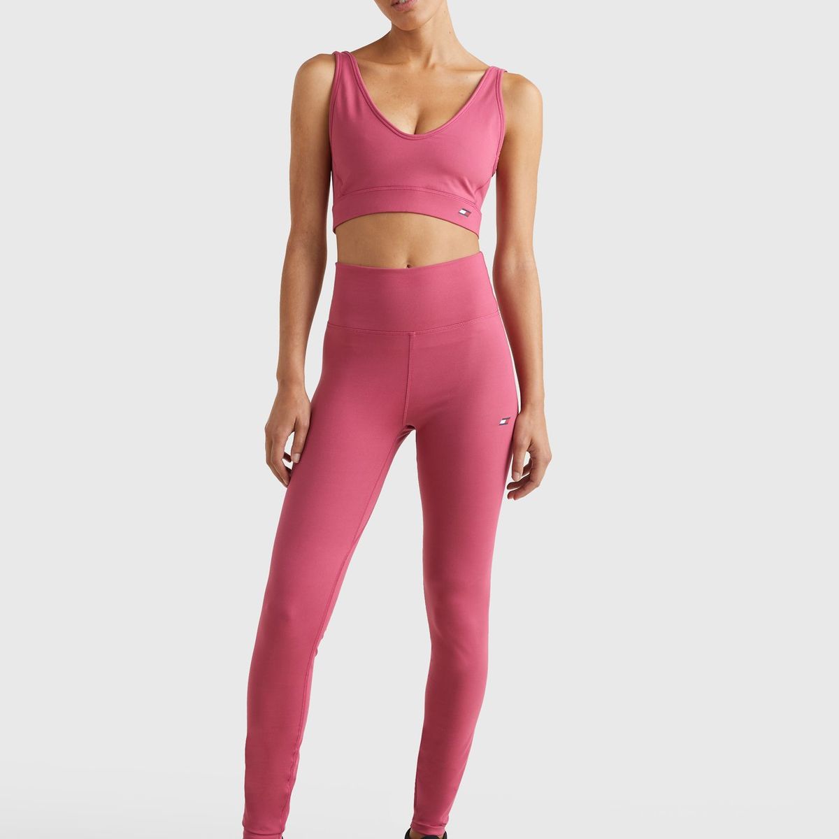 TOMMY HILFIGER - Leggings Essential Con Logo Rosa Tommy Hilfiger