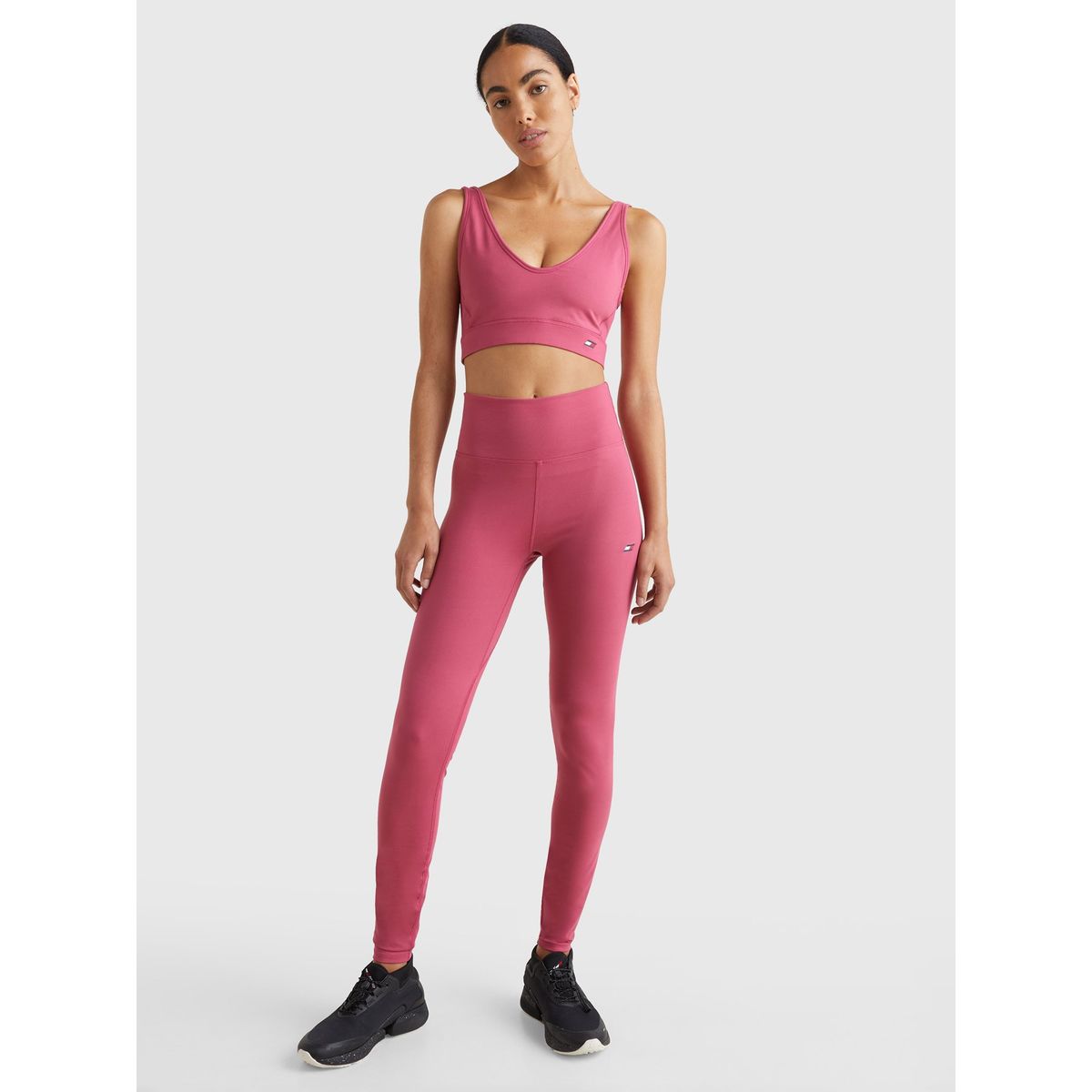 TOMMY HILFIGER - Leggings Essential Con Logo Rosa Tommy Hilfiger