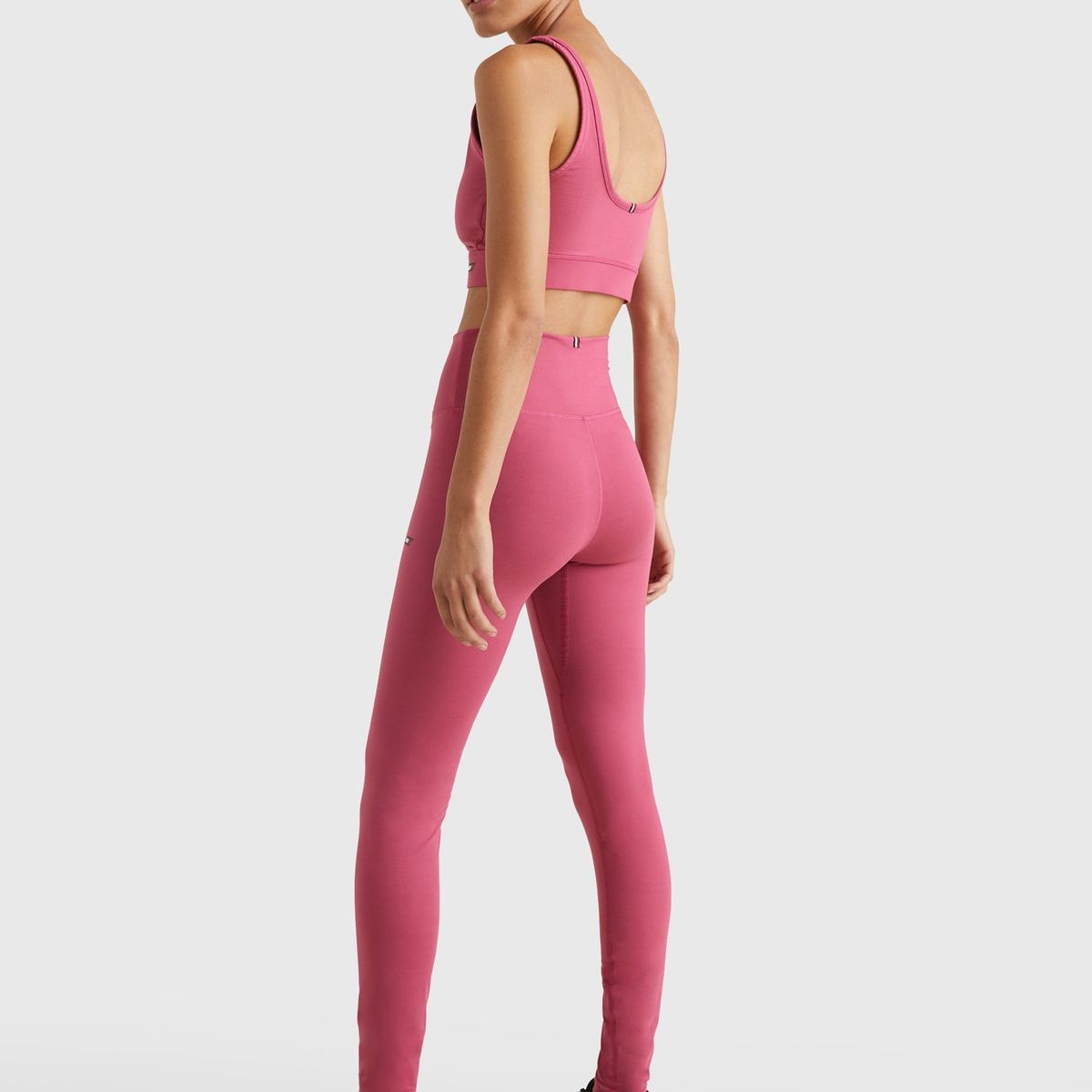 TOMMY HILFIGER - Leggings Essential Con Logo Rosa Tommy Hilfiger