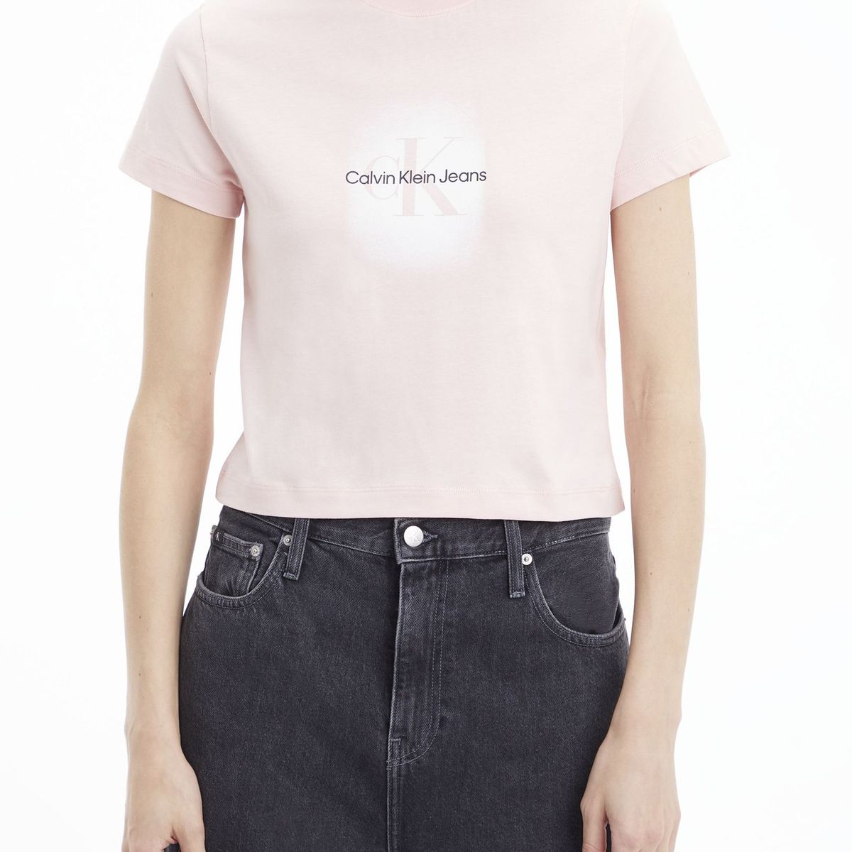 CALVIN KLEIN - Polera Spray Monologo Rosado Calvin Klein