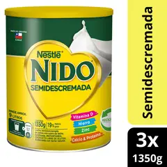 NESTLE - Pack Leche En Polvo Nido® Semidescremada Tarro 1350g X 3
