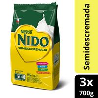 Pack Leche En Polvo Nido® Semidescremada Bolsa 700g X3