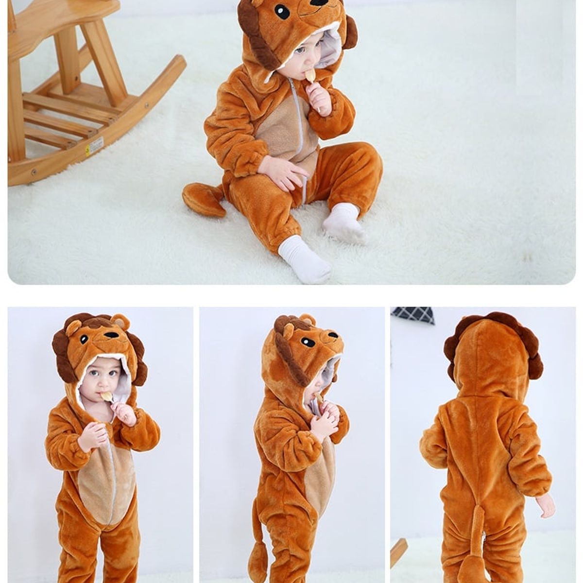MV MOVAC - Pijama Y Disfraz Enteritos Para Bebe Animales Kigurumi Polar Leon