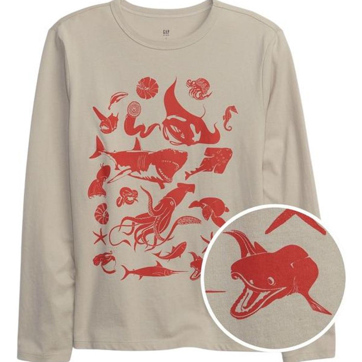 GAP - Polera Manga Larga Gráfica Gris GAP