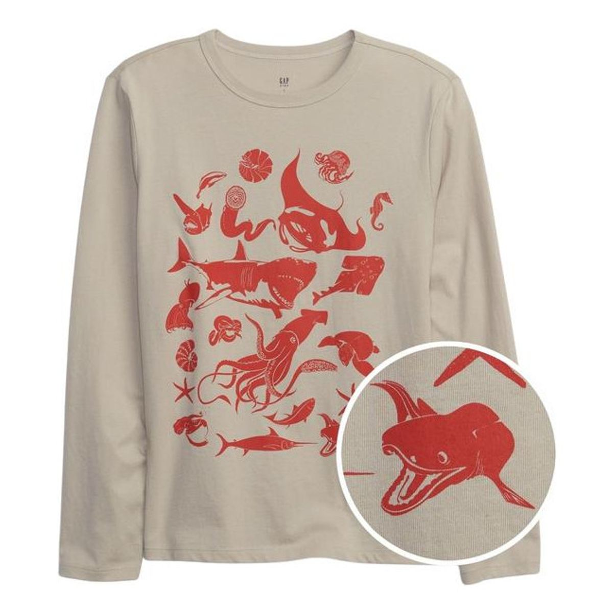 GAP - Polera Manga Larga Gráfica Gris GAP