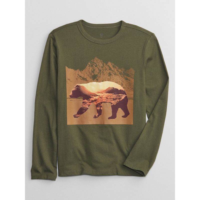 GAP - Polera Niño Gráfica Manga Larga Verde GAP