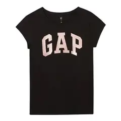 GAP - Polera Niña Manga Corta Logo Algodón Negro
