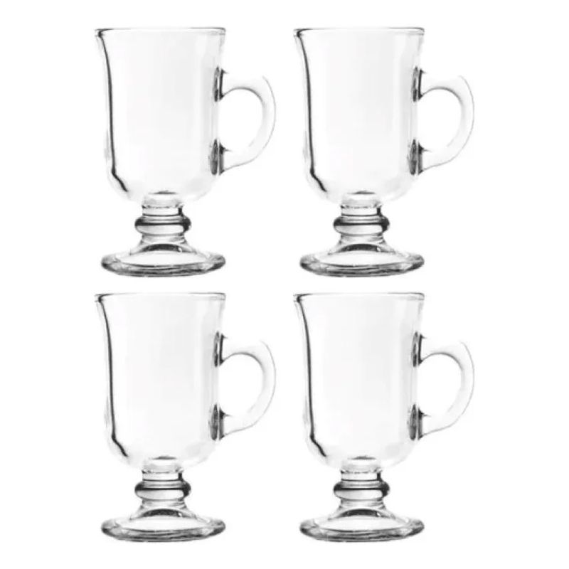 GENERICO - Set 4 Tazas Pequeñas Vidrio Cristal Capuchino Cafe 110ml