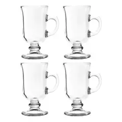 GENERICO - Set 4 Tazas Pequeñas Vidrio Cristal Capuchino Cafe 110ml